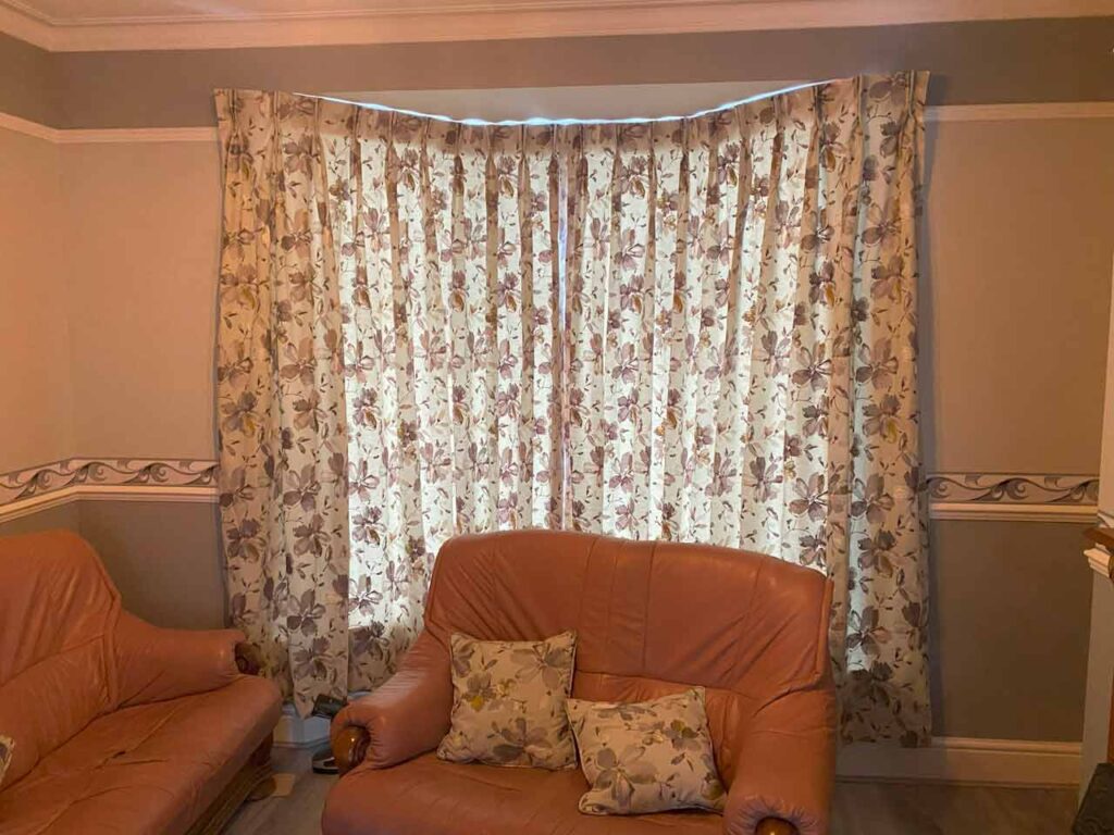 Curtains in bay window